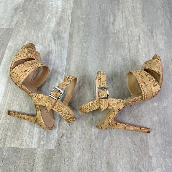 Schutz Gwen Ankle Strap Sandals Cork Neutral Size 6 - Picture 6 of 8
